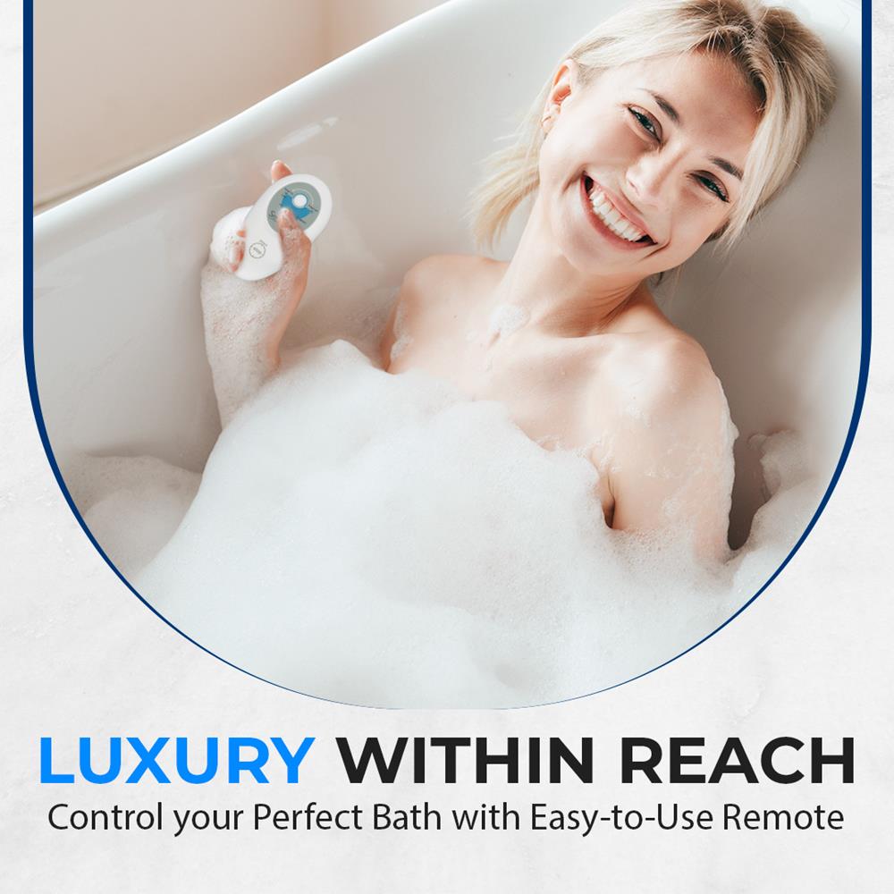 SereneLife Bubble Bath Mat, Non-Slip Bathtub Mat with Remote Control, Waterproof, Cushioned Design, Adjustable Bubbles, 8.2’ Air Hose and 47” x 14.2” Mold-Resistant Full Body Spa Massager