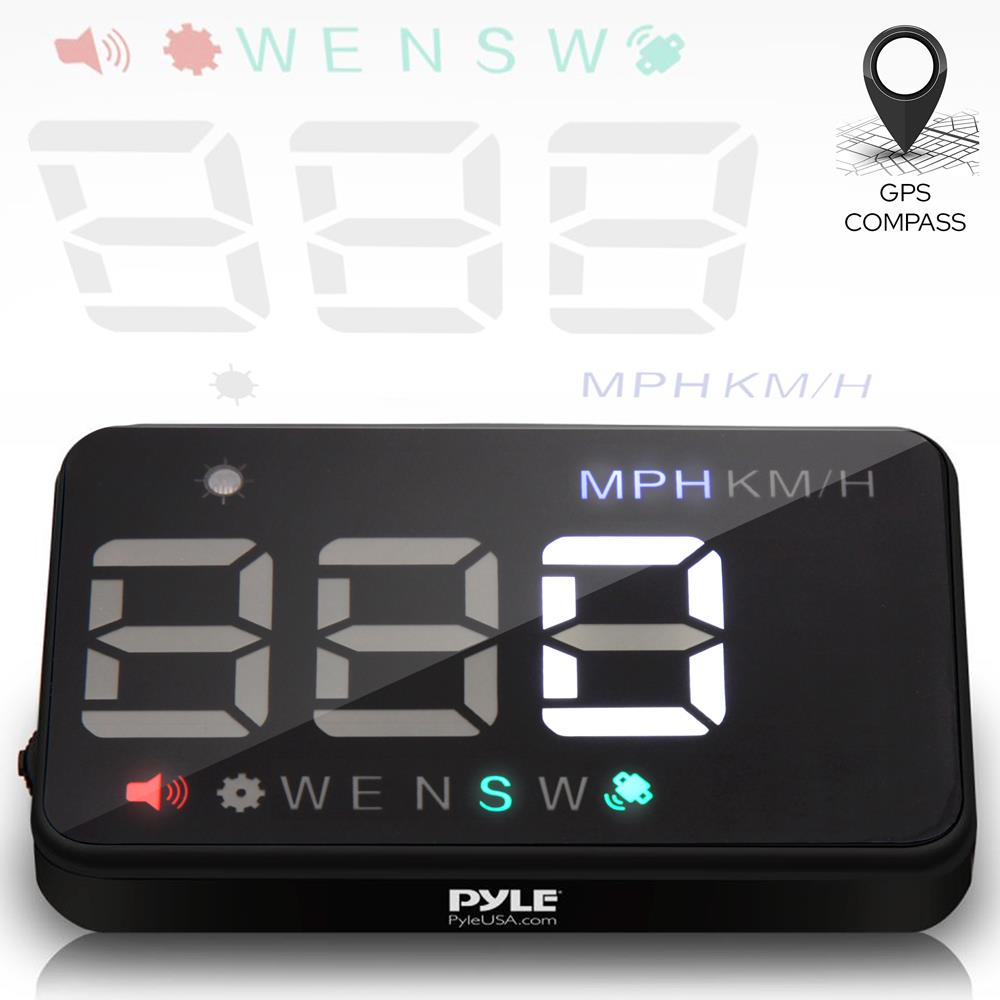 Pyle 3.5’’ Car HUD - Head-Up Display Multi-Color Windshield Screen Projector Vehicle Speed & GPS Navigation Compass, Plug & Play - (PHUD12)