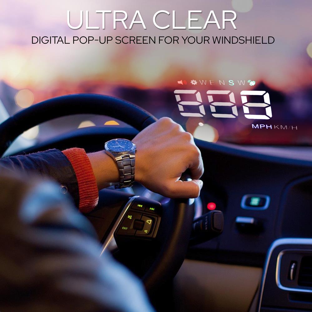 Pyle 3.5’’ Car HUD - Head-Up Display Multi-Color Windshield Screen Projector Vehicle Speed & GPS Navigation Compass, Plug & Play - (PHUD12)