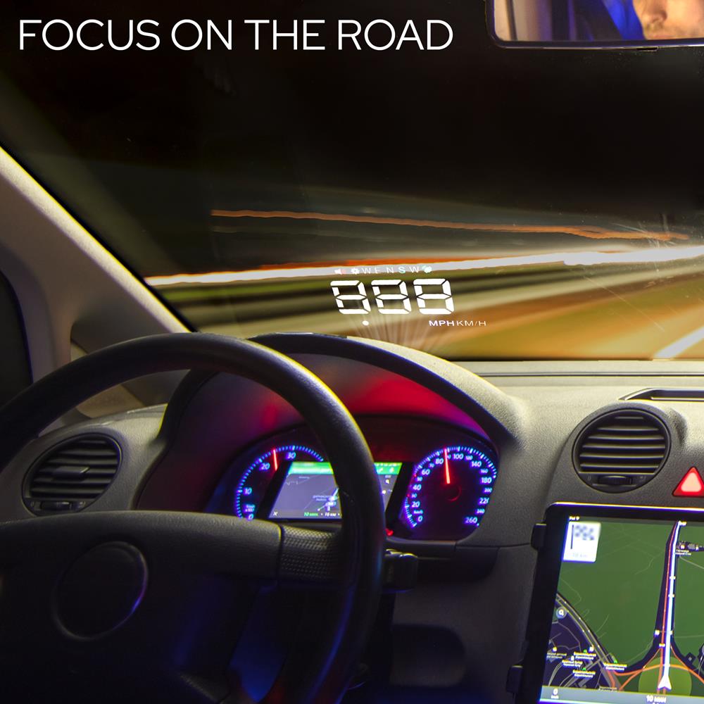 Pyle 3.5’’ Car HUD - Head-Up Display Multi-Color Windshield Screen Projector Vehicle Speed & GPS Navigation Compass, Plug & Play - (PHUD12)