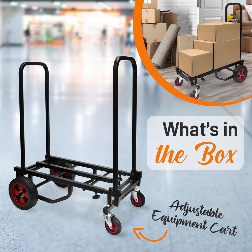 Pyle Adjustable Professional Equipment - Compact 8-in-1 Folding, Foldable and Lightweight, Hand Truck/Dolly/Platform Cart, Extends Up to 27.52'' to 44.25'' - Pyle PKEQ48