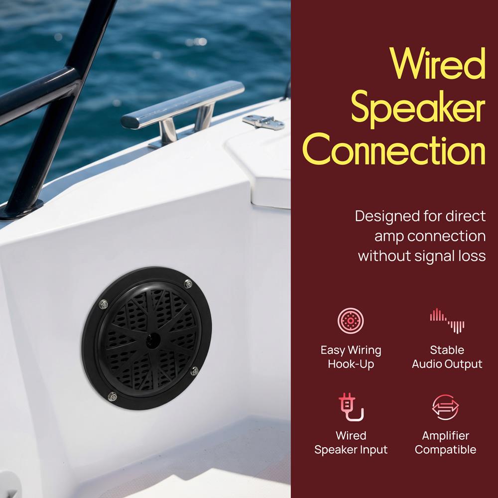 Pyle 4 Inch Dual Marine Speakers - Waterproof and Weather Resistant Outdoor Audio Stereo Sound System with Polypropylene Cone, Cloth Surround and Low Profile Design - 1 Pair - PLMR41B (Black)