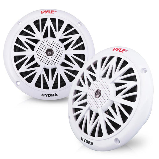 Pyle 5.25 Inch Dual Marine Speakers - 2 Way Waterproof and Weather Resistant Outdoor Audio Stereo Sound System with 150 Watt Power, Poly Carbon Cone, Cloth Surround and Low Profile Design - 1 Pair