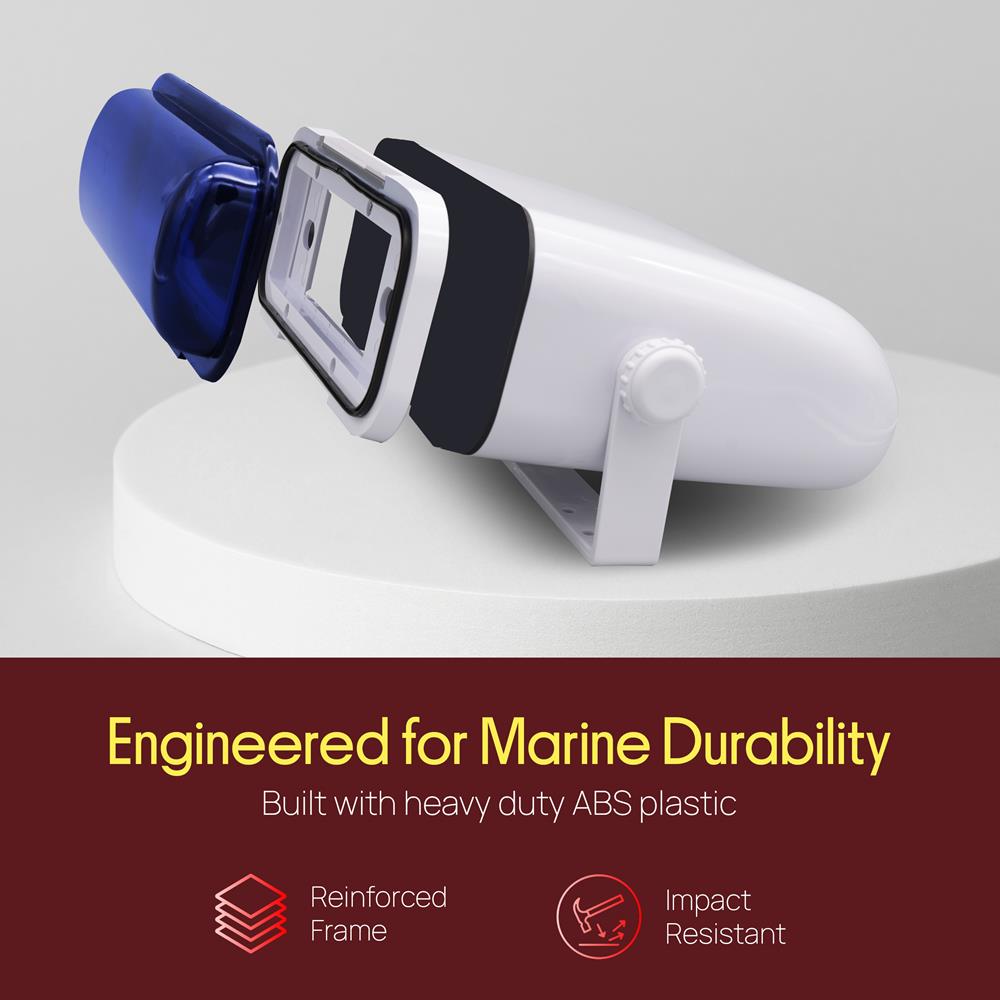 Pyle Durable Universal Marine Stereo Cover - Water Resistant Boat Radio Protector Shield with Flip-up Door & Neoprene Gasket - Compatible with Dual Shaft & DIN Style Stereos - Pyle PLMRCW3