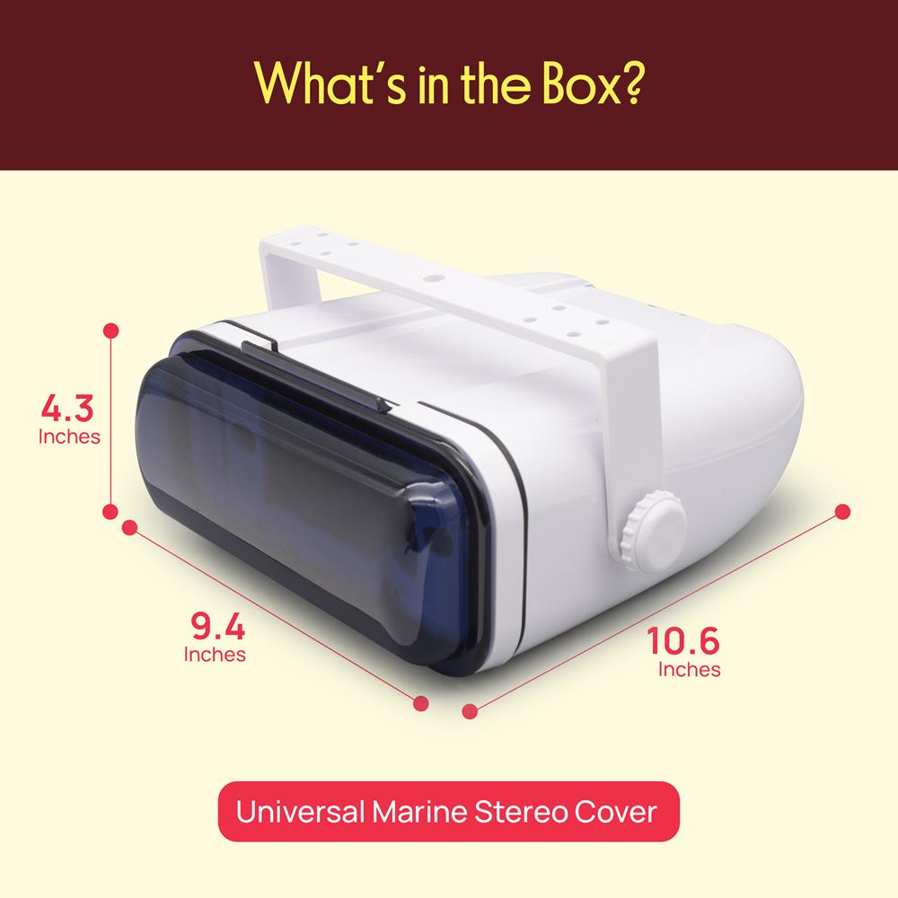 Pyle Durable Universal Marine Stereo Cover - Water Resistant Boat Radio Protector Shield with Flip-up Door & Neoprene Gasket - Compatible with Dual Shaft & DIN Style Stereos - Pyle PLMRCW3