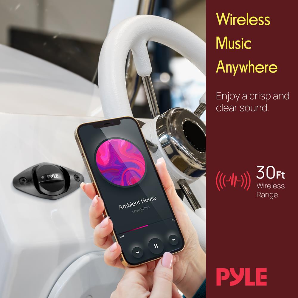 Pyle 200W RMS 4-Channel Marine Amplifier - Bluetooth Wireless Audio Streaming - Waterproof - Full Range Stereo w/ RCA - High Crossover HD Music - Multi-Channel System - Compact & Powerful - PLMRMB4CB