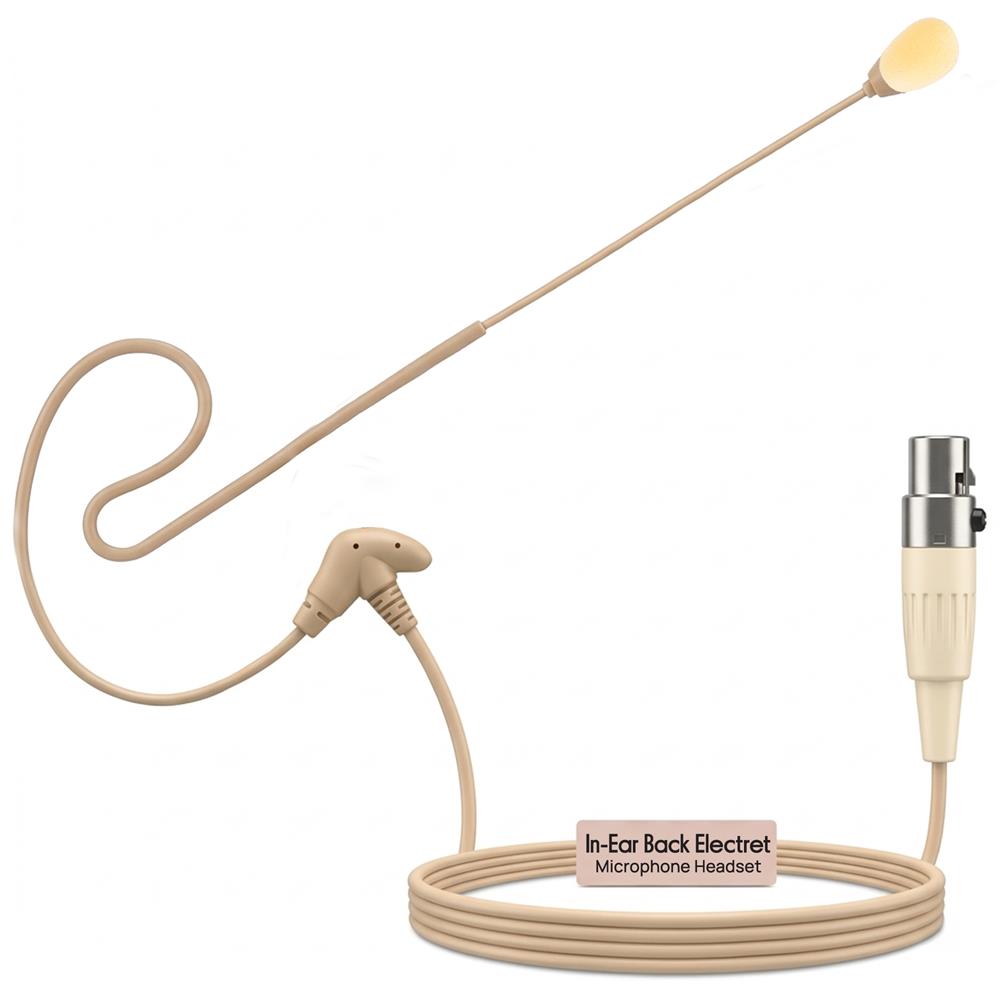 Pyle In Ear Back Electret Microphone - Professional Mini Portable Omnidirectional Wired Headset Voice Audio Corded Condenser Mic w/ 4 Pin XLR Cable Wire, For Shure System or Studio Mixer PMEMS13