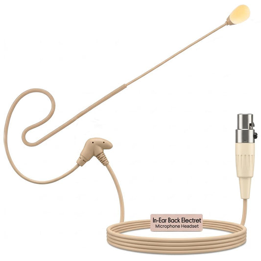 Pyle In Ear Back Electret Microphone - Professional Mini Portable Omnidirectional Wired Headset Voice Audio Corded Condenser Mic w/ 4 Pin XLR Cable Wire, For Shure System or Studio Mixer PMEMS13