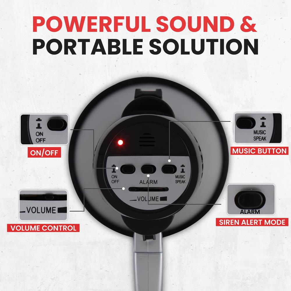 Pyle Portable Megaphone Speaker Siren Bullhorn-Compact and Battery Operated with 30 Watt Power,Microphone,2 Modes,PA Sound and Foldable Handle for Cheerleading and Police Use-Pyle PMP33SL(Silver)