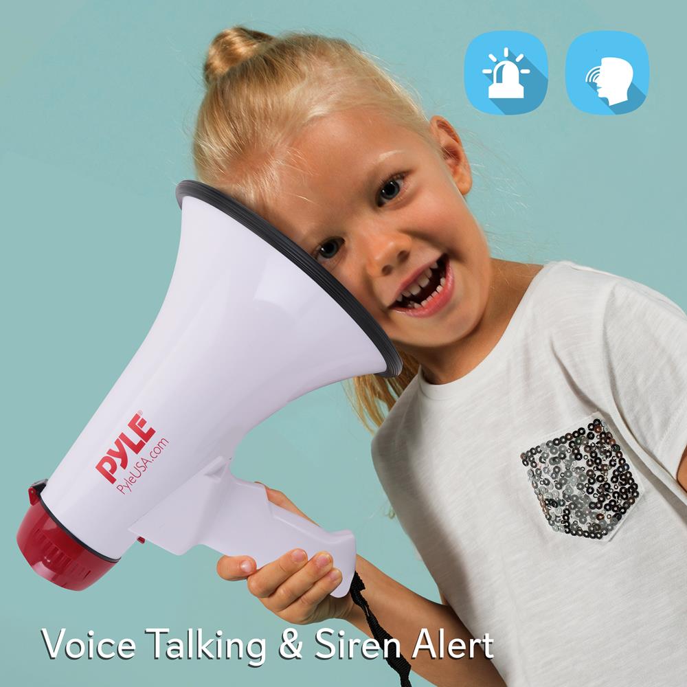 Pyle 40 Watt Professional Megaphone Clear Sound & Ergonomic Grip - Multi-Function with Talk, Siren, Volume Control - Detachable Handheld Mic - Indoor & Outdoor Sports, Emergency Response