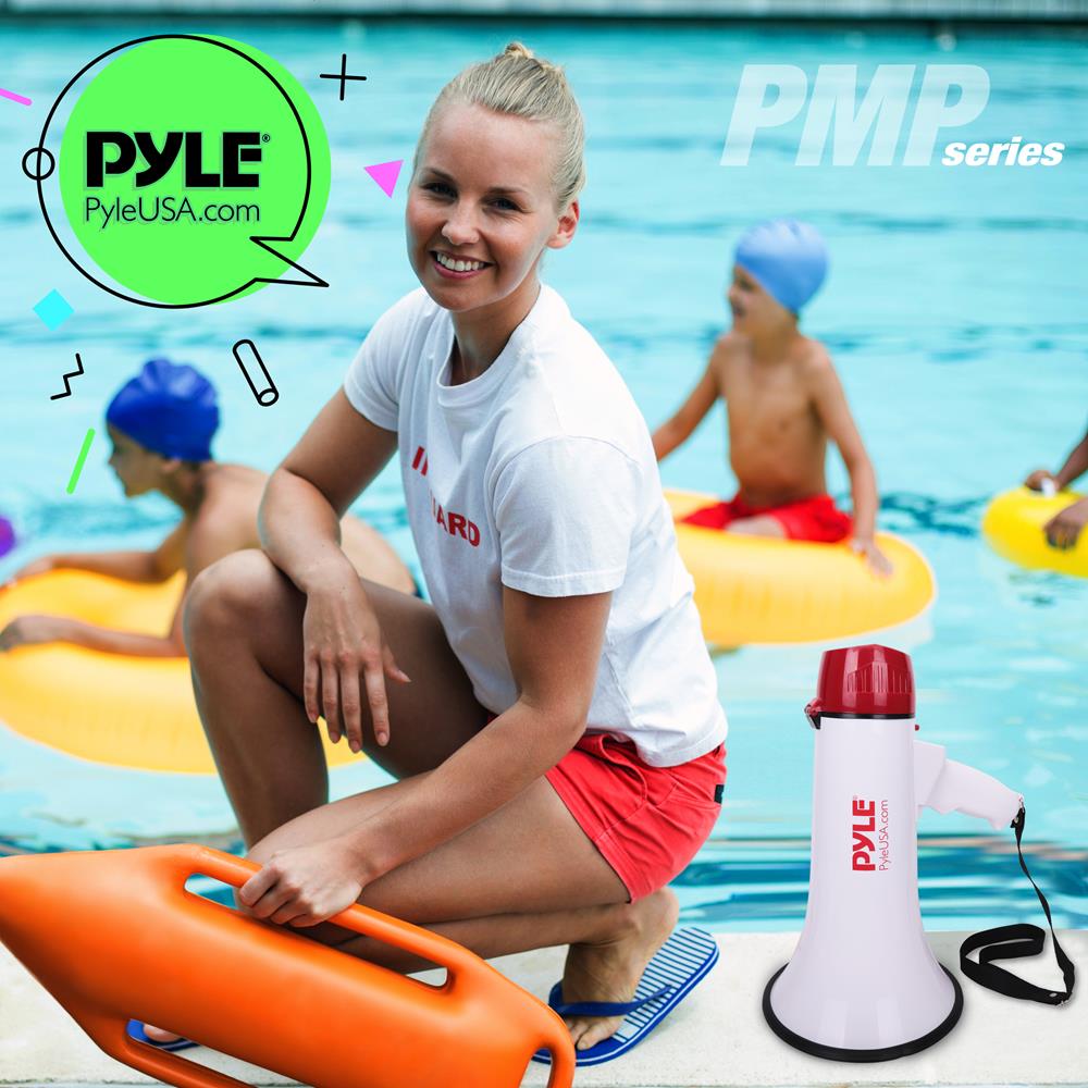 Pyle 40 Watt Professional Megaphone Clear Sound & Ergonomic Grip - Multi-Function with Talk, Siren, Volume Control - Detachable Handheld Mic - Indoor & Outdoor Sports, Emergency Response
