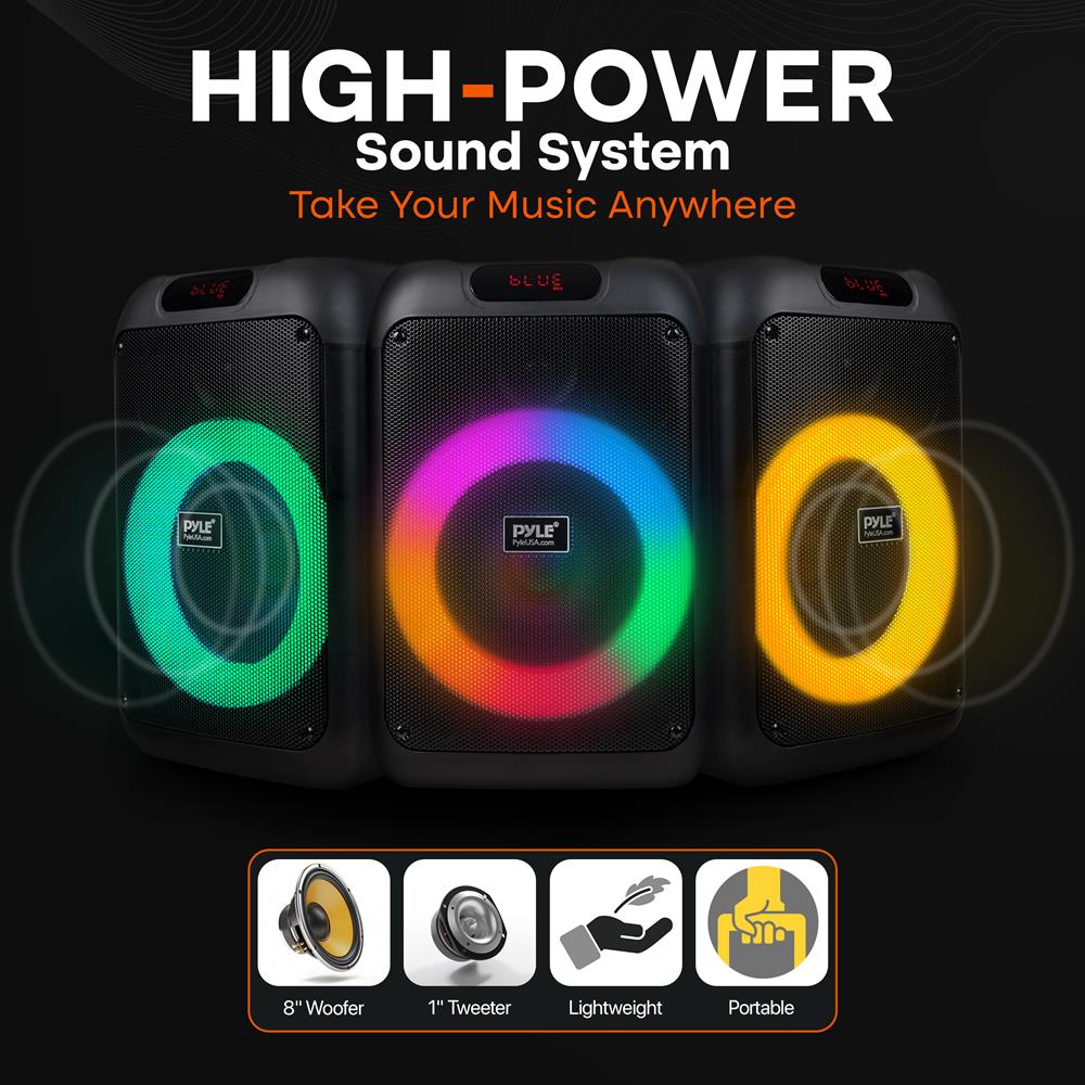 Pyle Audio Bluetooth Party Speaker - Party Bluetooth Speaker with True Wireless Stereo System - Enjoy Powerful Bass and Clear Treble - Big Speaker with Carry Bag - Model PPHP8496BG - 100W