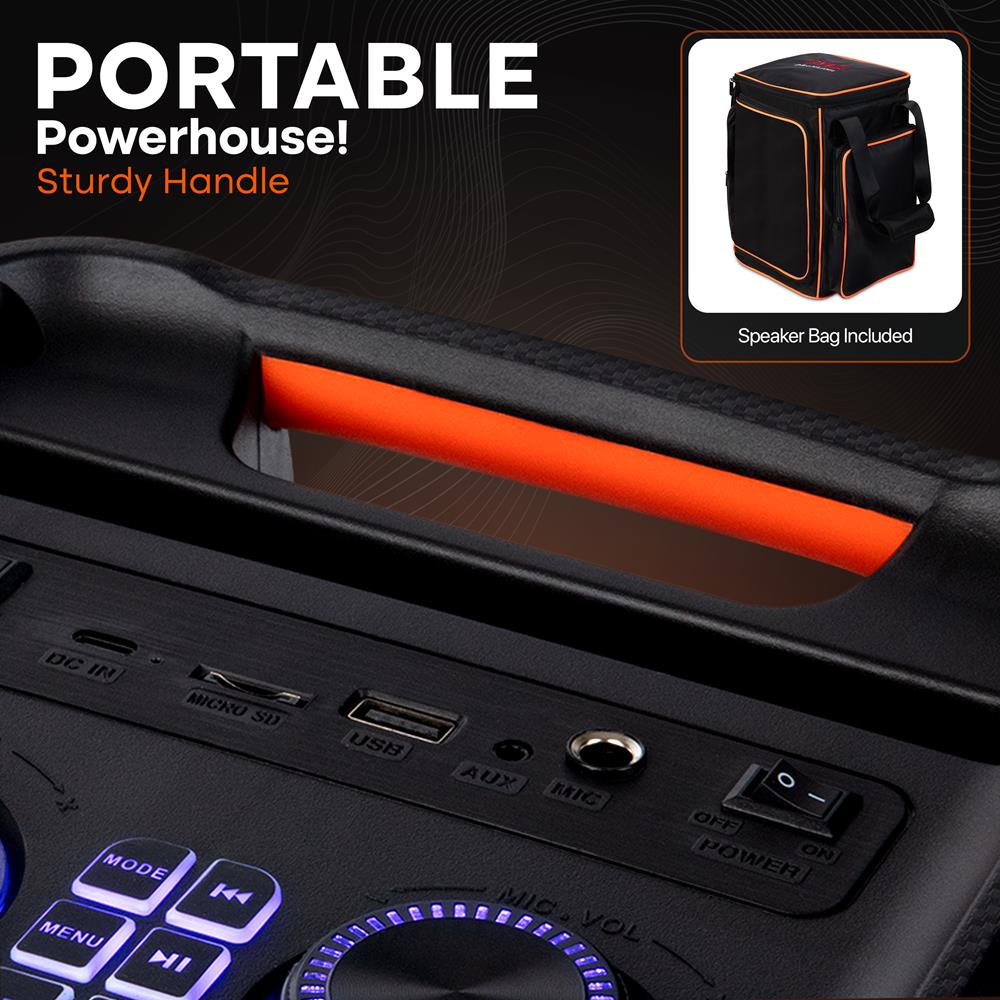 Pyle Audio Bluetooth Party Speaker - Party Bluetooth Speaker with True Wireless Stereo System - Enjoy Powerful Bass and Clear Treble - Big Speaker with Carry Bag - Model PPHP8496BG - 100W