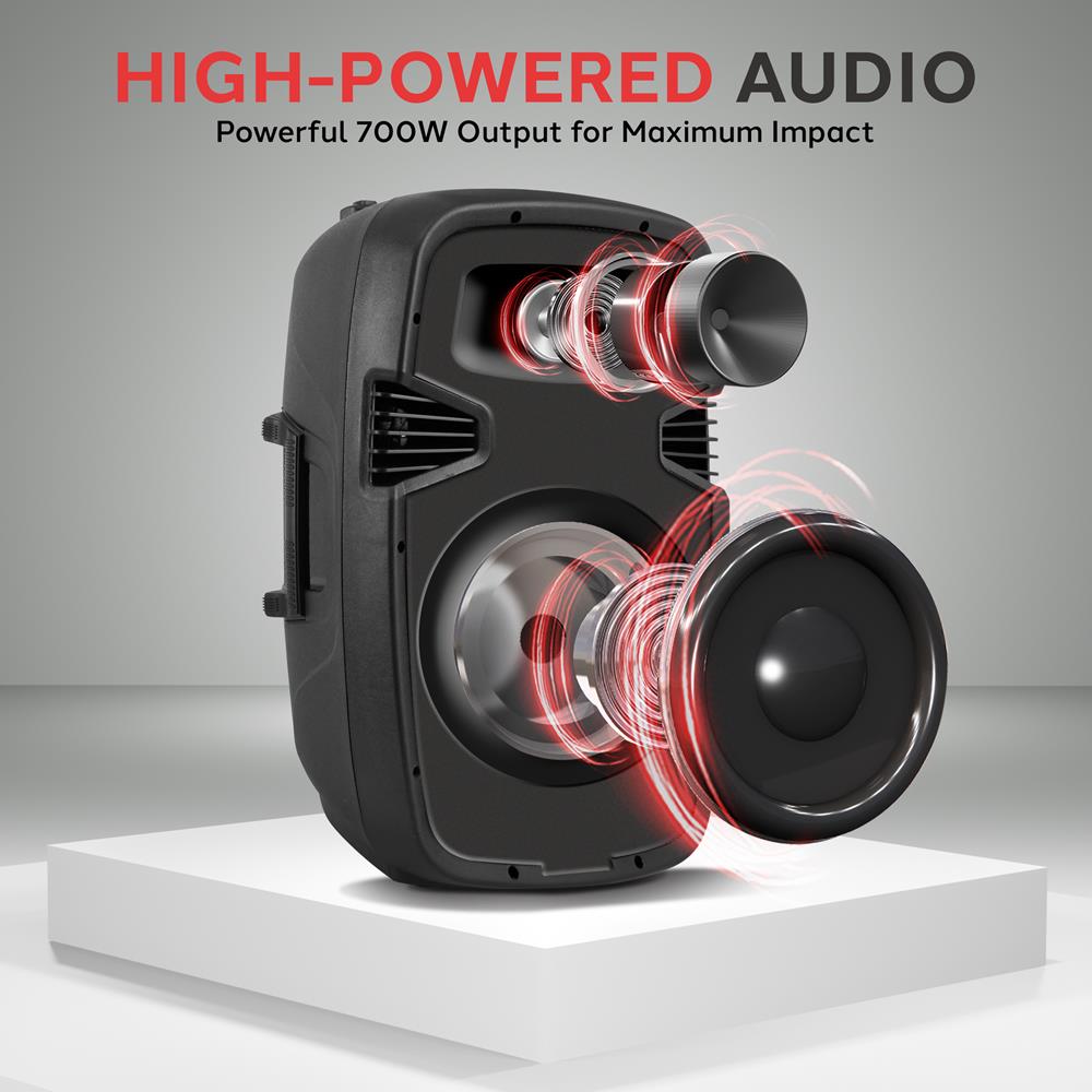 Pyle Powered Bluetooth PA Speaker Kit - Event Ready - Just Plug In and Play Active and Passive 350w Loudspeakers with Wired Microphone, Speaker Stands, Remote - MP3/USB/SD/AUX inputs - PPHP849KT