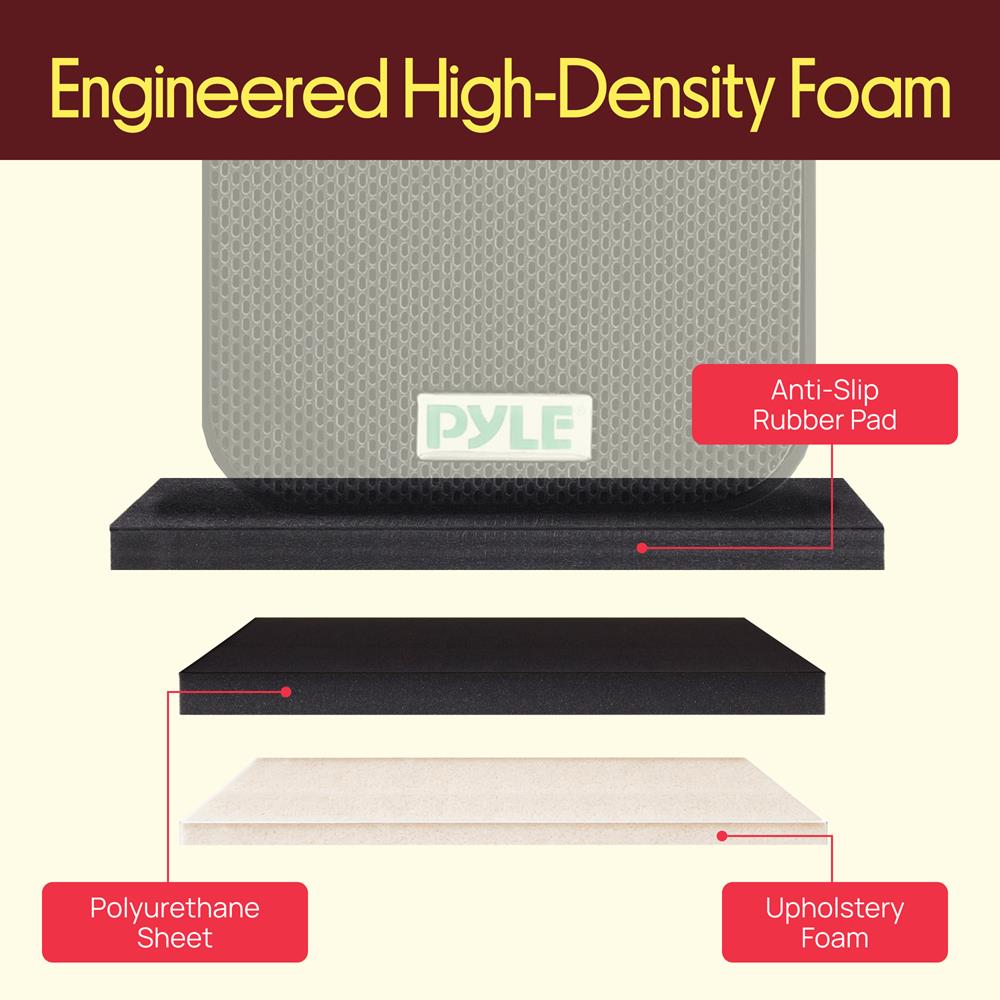 Pyle Sound Dampening Speaker Riser Foam - Audio Acoustic Noise Isolation Platform Pads Recoil Stabilizer w/ Rubber Base Pad For Studio Monitor, Subwoofer, Loud Speakers - PSI15 (15 x 15 x 1.8 Inch)