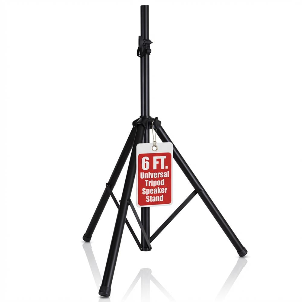 Pyle Universal Speaker Stand Mount Holder Heavy Duty Tripod w/ Adjustable Height from 40” to 71” and 35mm Compatible Insert Easy Mobility Safety Pin and Knob Tension Locking for Stability, Black