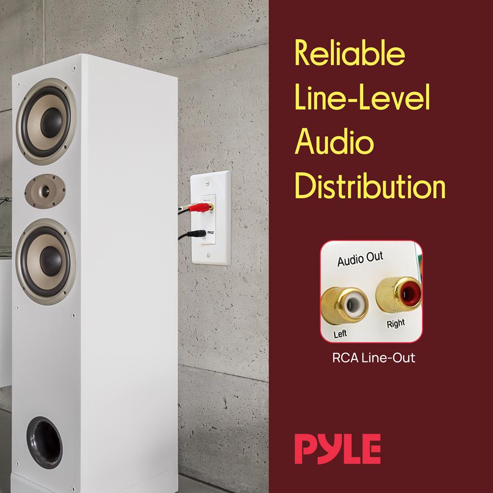 Pyle Bluetooth Receiver Wall Mount - In-Wall Audio Control Receiver w/ Dual USB Charging Port, 3.5mm AUX Input for Sound Systems - For Home Theater Entertainment - Includes DC Power Adaptor - PWPBT67