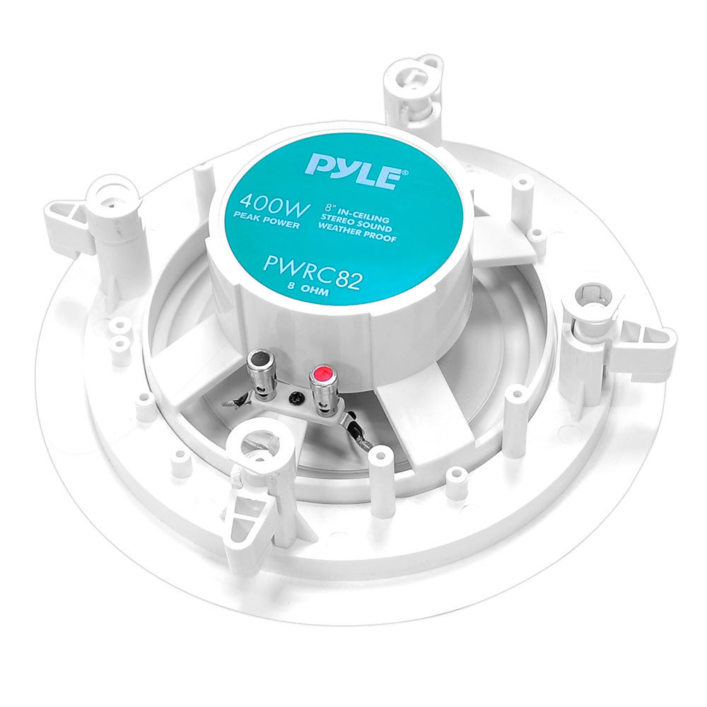 Pyle Home 8” Ceiling Wall Mount Speakers - 2-Way Weatherproof Full Range Woofer Speaker System Flush Design w/55Hz-22kHz Frequency Response 400 Watts Peak & Template for Easy Installation PWRC82
