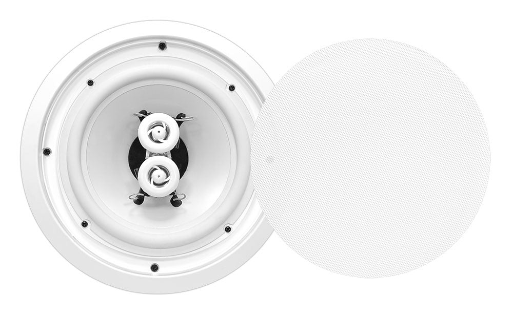 Pyle Home 8” Ceiling Wall Mount Speakers - 2-Way Weatherproof Full Range Woofer Speaker System Flush Design w/55Hz-22kHz Frequency Response 400 Watts Peak & Template for Easy Installation PWRC82