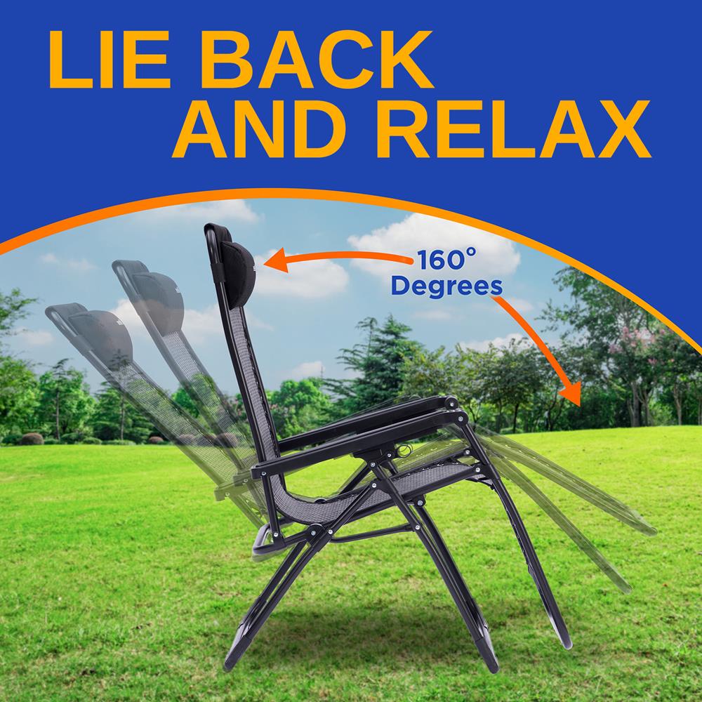 SereneLife Zero Gravity Chairs - Rattan Lawn Chairs With Adjustable Canopy - Outdoor Lounge Chairs with Detachable Cup Holder Tray - Foldable Outdoor Chair with Removable Pillows - 1, Black