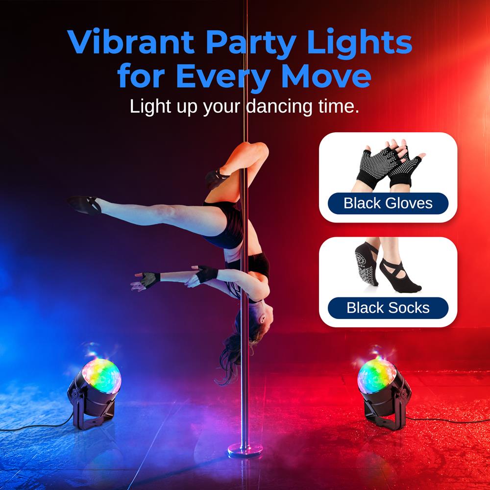 SereneLife Professional Spinning Dance Pole with Lights, 45mm Portable Exercise Pole for Fitness – Durable Steel Build, Anti-Rust Finish, Suitable for Home, Club, Gym, Party, Pub