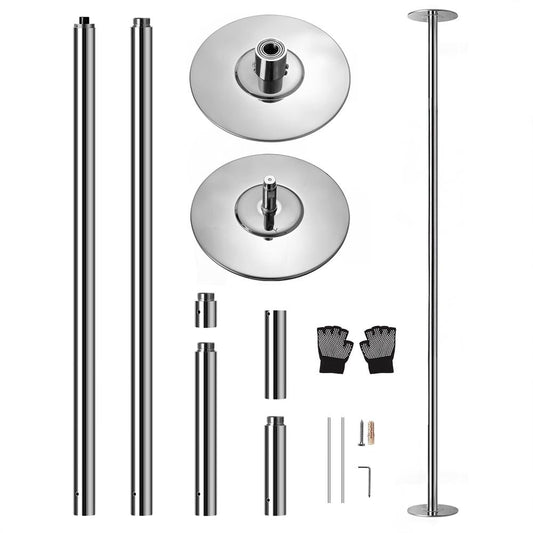 SereneLife Portable Spinning Fitness Pole – Adjustable Height 82–108" & 23.8 lb Steel Pole for Home Gym, Dance, Club & Bar – Chrome Finish, Easy to Install & Remove, Supports Up to 1,102 lb
