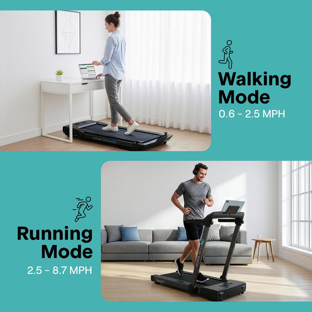SereneLife 2-in-1 Walking Pad Riser Treadmill with Remote Control LED Display, 8 MPH Speed Under Desk Space-Saving Design, 2.5HP, Portable Treadmill for Home/Office, 265lbs Capacity, Tech Integration
