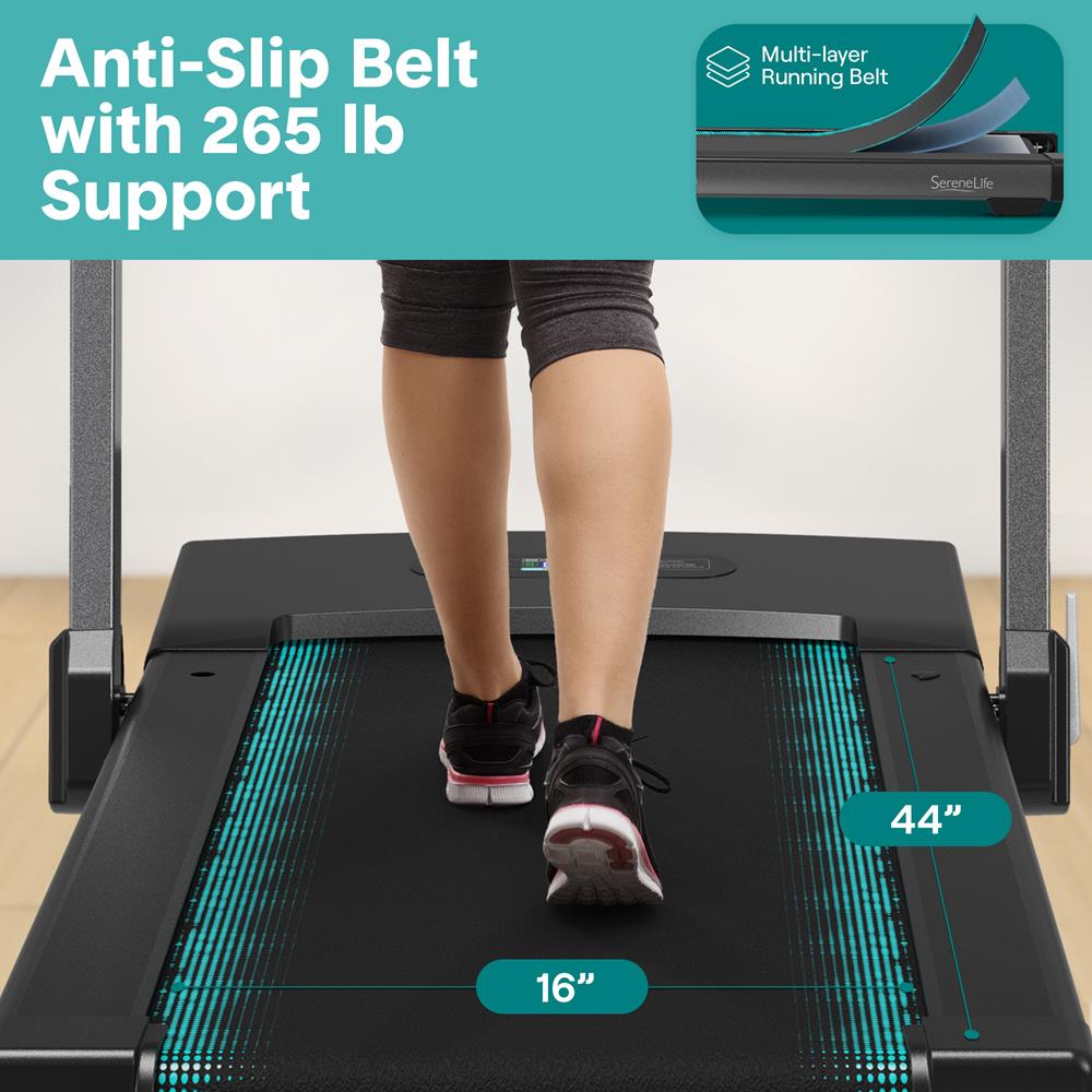 SereneLife 2-in-1 Walking Pad Riser Treadmill with Remote Control LED Display, 8 MPH Speed Under Desk Space-Saving Design, 2.5HP, Portable Treadmill for Home/Office, 265lbs Capacity, Tech Integration