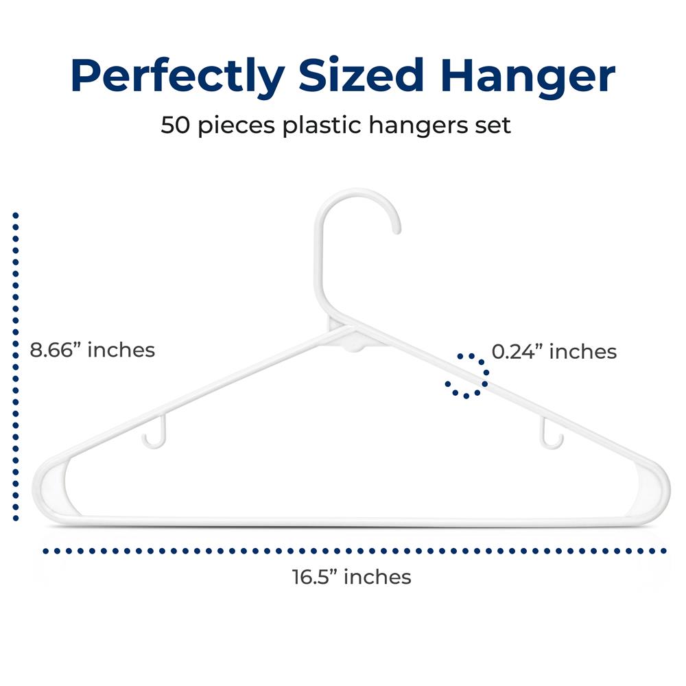 SereneLife 50 Pack Plastic Hangers, Non-Slip, Space-Saving Closet Organizers, Durable and Strong for Shirts, Sweaters, Hoodies, Kids Clothes & Dresses, Ultra-Thin, Lightweight