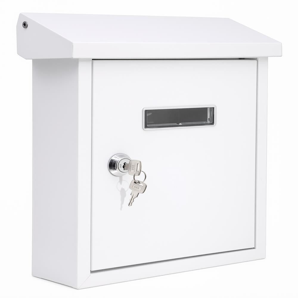 Serenelife Weatherproof Wall Mount Locking Mailbox Galvanized Steel Drop Box with Metal Flap for Mail Letters, Newspaper, Money Box, Decorative Mailboxes for Outside, Home Office, Businesses