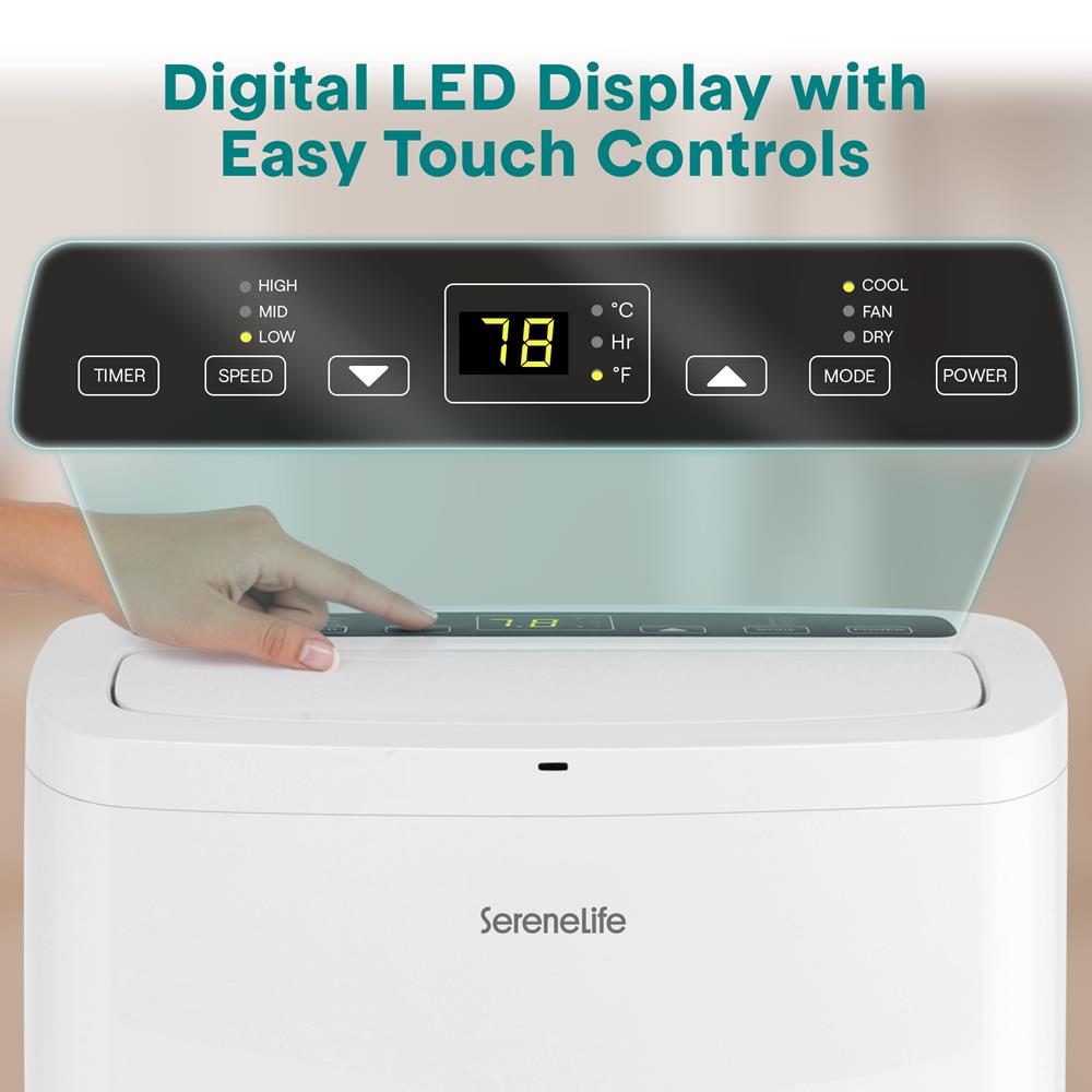 SereneLife Small Air Conditioner Portable 14,000 BTU with Built-in Dehumidifier - Portable AC unit for rooms up to 650 sq ft - Remote Control, Window Mount Exhaust Kit