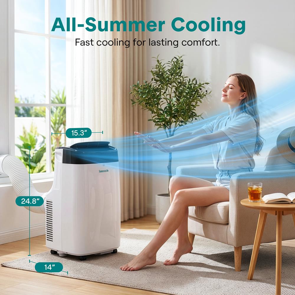 3-in-1 Portable Air Conditioner with Built-in Dehumidifier Function,Fan Mode, Remote Control, Complete Window Mount Exhaust Kit