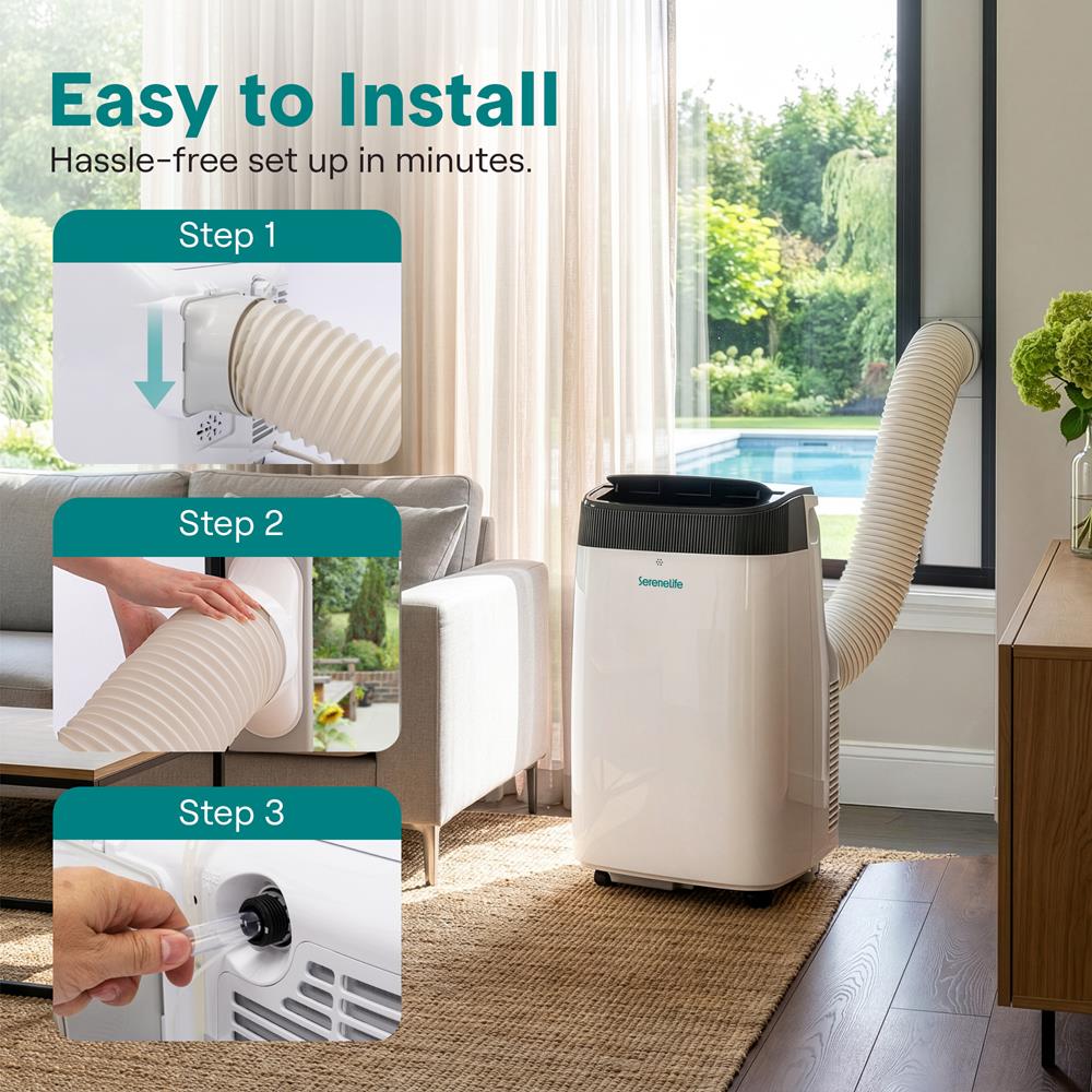 3-in-1 Portable Air Conditioner with Built-in Dehumidifier Function,Fan Mode, Remote Control, Complete Window Mount Exhaust Kit