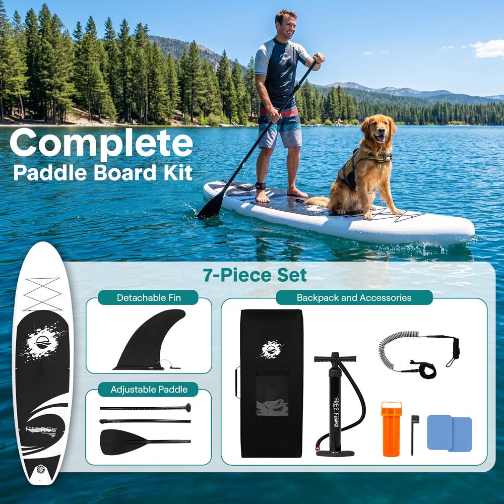 SereneLife Inflatable Stand Up Paddle Board - Wide Stable Design, Non-Slip Deck for Adults & Youth with Premium Paddle Board Accessories: Carry Bag, Dual Action Pump, Paddle, Ankle Leash - 10'10"