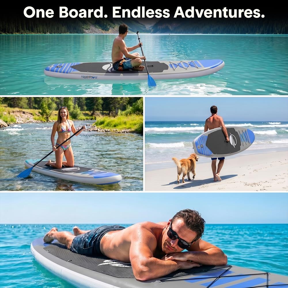 SereneLife Inflatable Stand Up Paddle Board - Wide Stable Design, Non-Slip Deck for Adults & Youth with Premium Paddle Board Accessories: Carry Bag, Dual Action Pump, Paddle, Ankle Leash - 10'6"