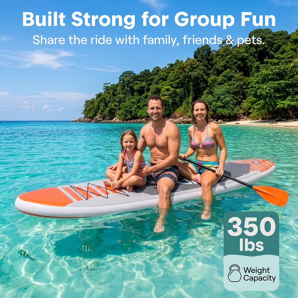 SereneLife Inflatable Stand Up Paddle Board - Wide Stable Design, Non-Slip Deck for Adults & Youth with Premium Paddle Board Accessories: Carry Bag, Dual Action Pump, Paddle, Ankle Leash - 10'6"