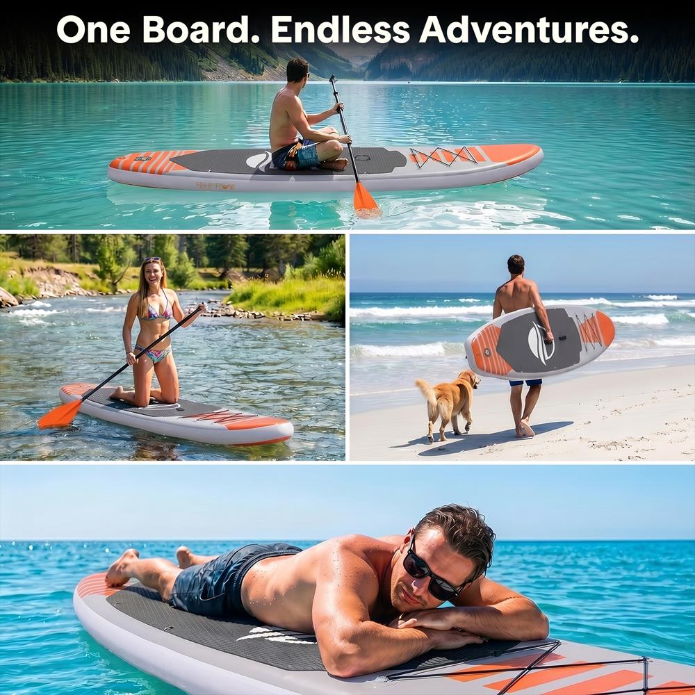 SereneLife Inflatable Stand Up Paddle Board - Wide Stable Design, Non-Slip Deck for Adults & Youth with Premium Paddle Board Accessories: Carry Bag, Dual Action Pump, Paddle, Ankle Leash - 10'6"