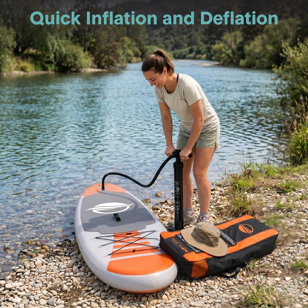 SereneLife Inflatable Stand Up Paddle Board - Wide Stable Design, Non-Slip Deck for Adults & Youth with Premium Paddle Board Accessories: Carry Bag, Dual Action Pump, Paddle, Ankle Leash - 10'6"