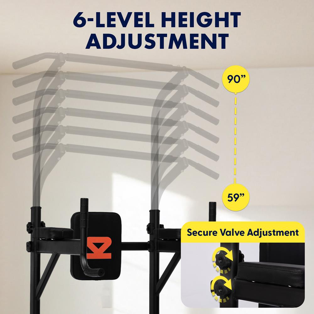 SQUATZ Pull-Up Workout Station with Bench - Multifunctional Gym Equipment Setup w/Pulling Bar, Sit-Up Board, Backrest, Elbow Pad, & Steel Main Frame, Great for Home Exercise and Weight Training